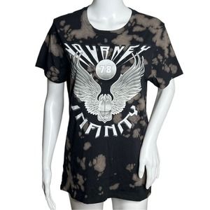 Journey Shirt Womens Small‎ Black Bleach Dye Band Tee Graphic T-Shirt 90s Rocker